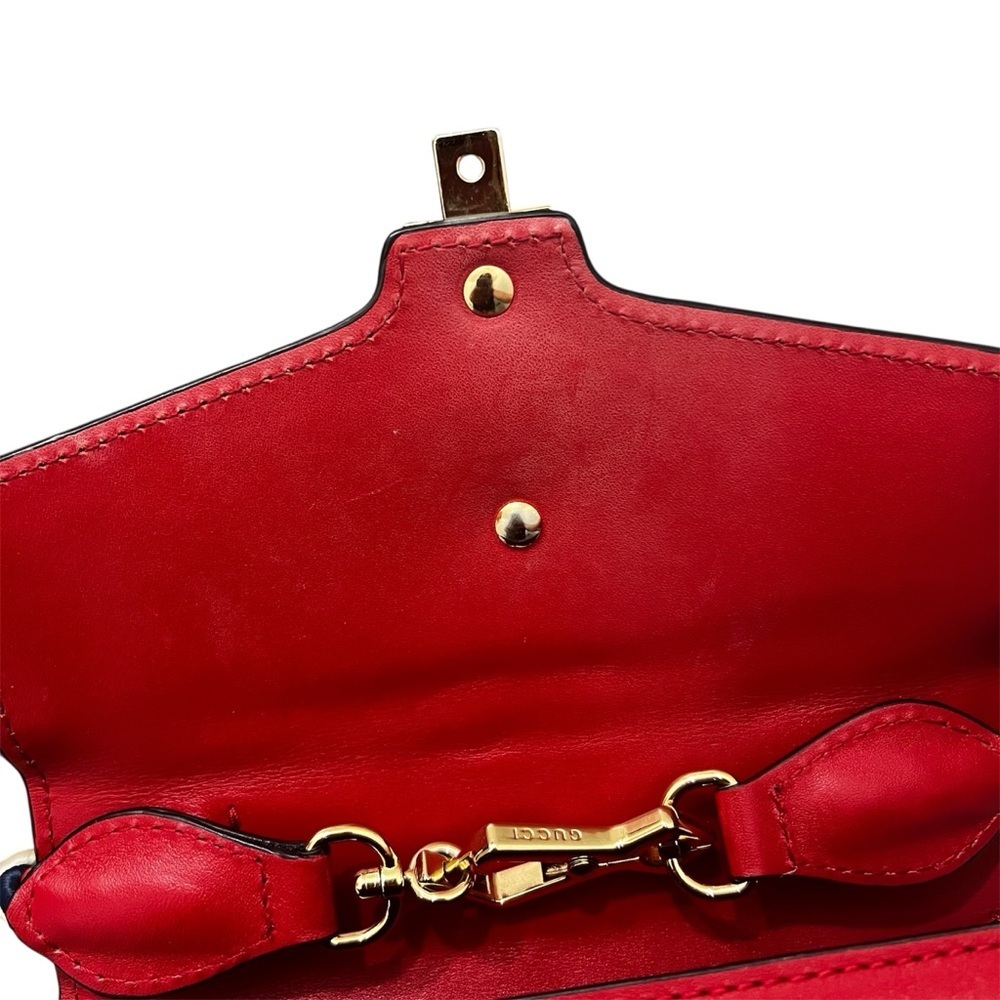Gucci Sylvie Super Mini Red Calfskin Leather Bag - Picture 10 of 16